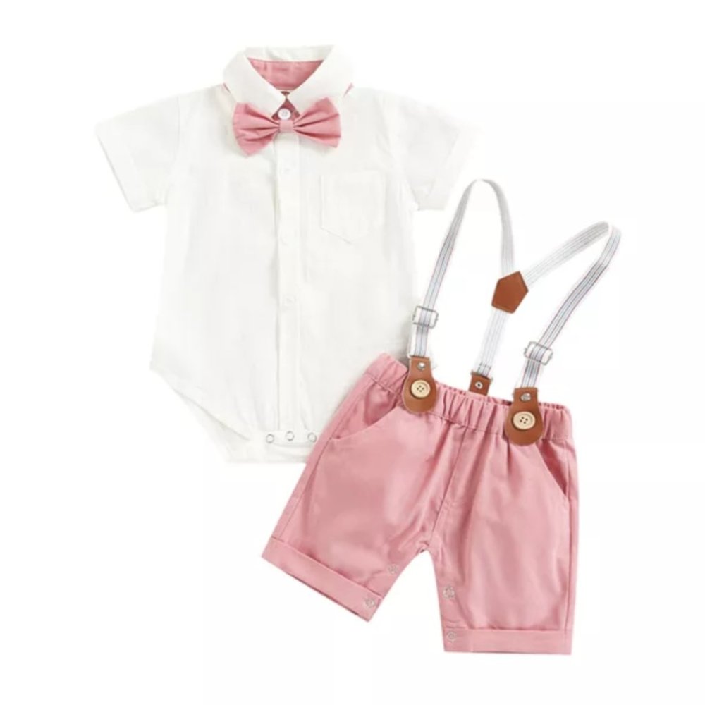 Valentine's Boy Outfit Smash Cake Birthday Clothes Suspenders Easter Elmo
